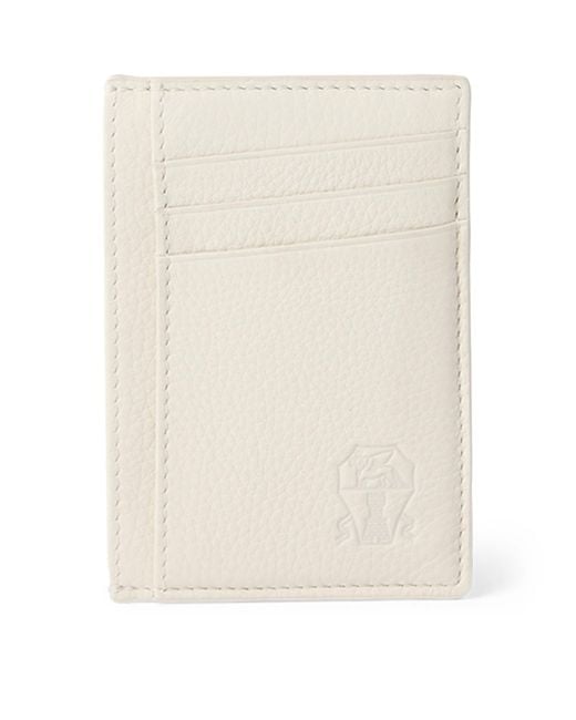Brunello Cucinelli Natural Grained Leather Card Holder for men