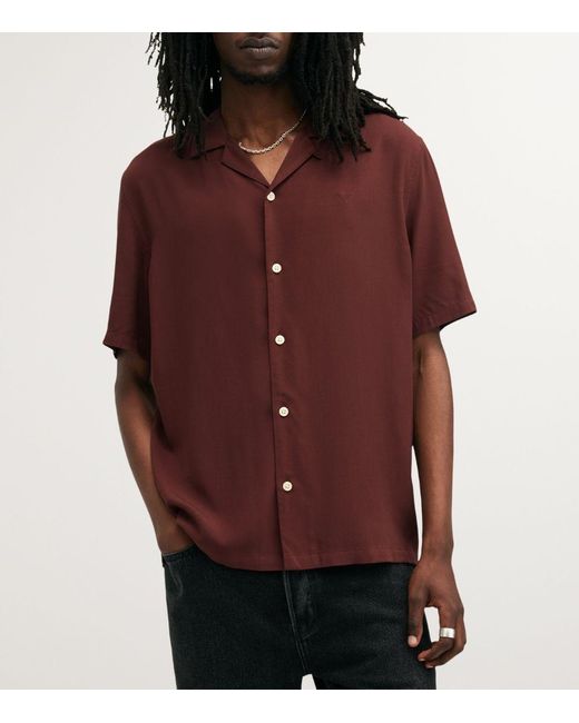 AllSaints Red Viscose Venice Shirt for men