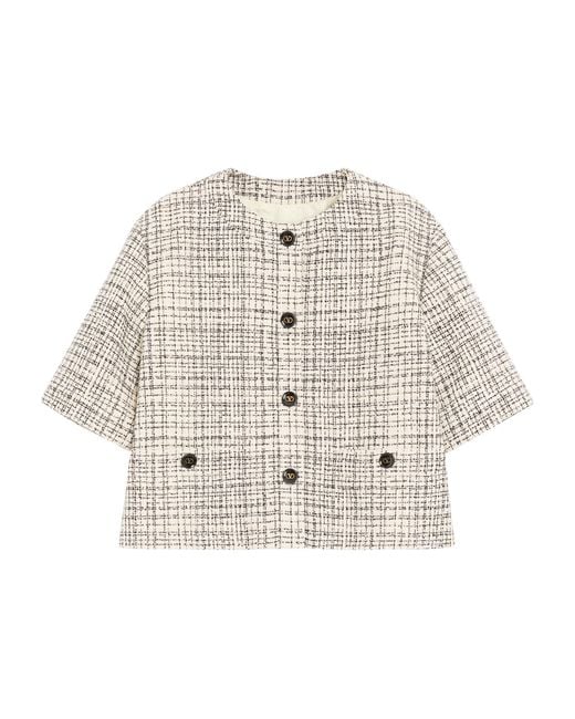 Valentino Natural Tweed Cropped-Sleeve Jacket