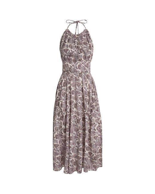 Ulla Johnson Purple Cotton-Blend Halterneck Anelise Midi Dress