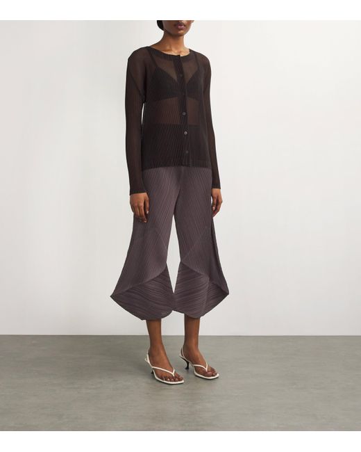 Pleats Please Issey Miyake Pleated Chili Peppers Wide-Leg Trousers  