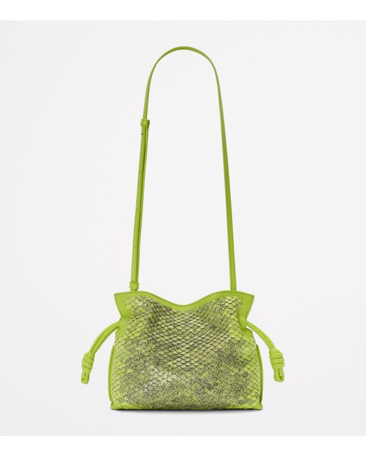 Loewe Green Mini Snakeskin Scales Flamenco Clutch