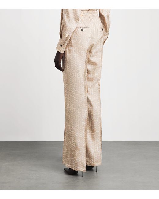 Kiton Natural Silk Printed Pleated Drawstring Trousers