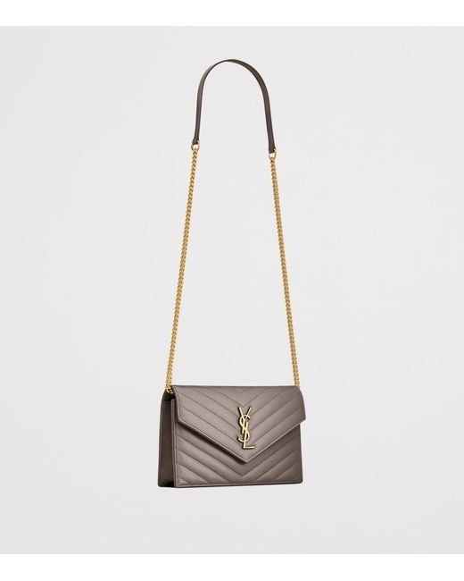 Saint Laurent White Leather Envelope Chain Wallet