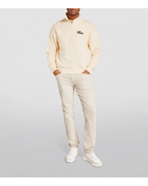 Lacoste Half-zip Logo Sweatshirt in White for Men | Lyst