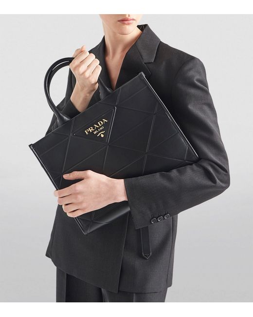 Prada Black Medium Leather Symbole Tote Bag