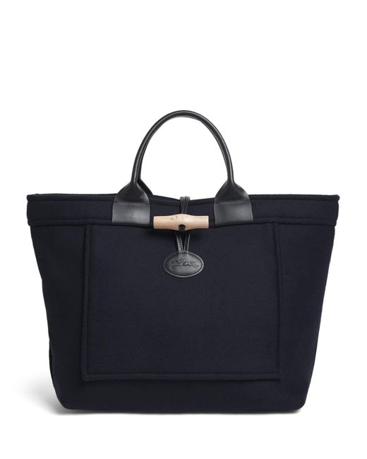 Longchamp Blue Large Canvas Le Roseau Tote Bag