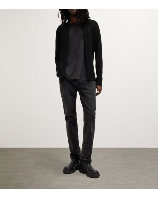 AllSaints Black Merino Wool Mode Cardigan for men