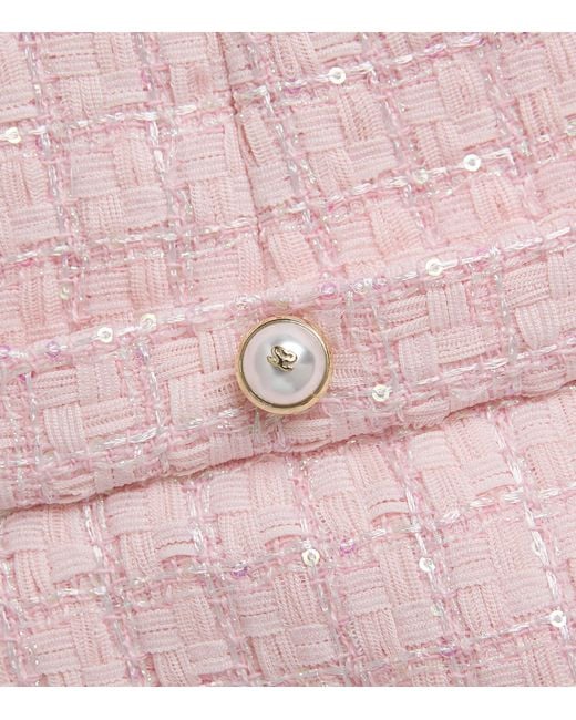 Sandro Pink Tweed Sequinned Check Shorts
