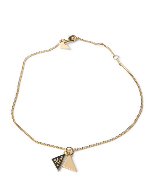 Prada Metallic Triangle Logo Pendant Necklace