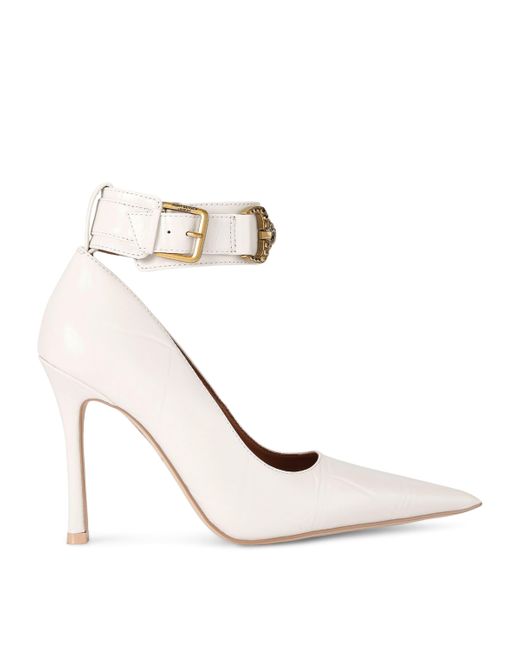 Kurt Geiger White Leather Croc-Embossed Mansion Pumps 105