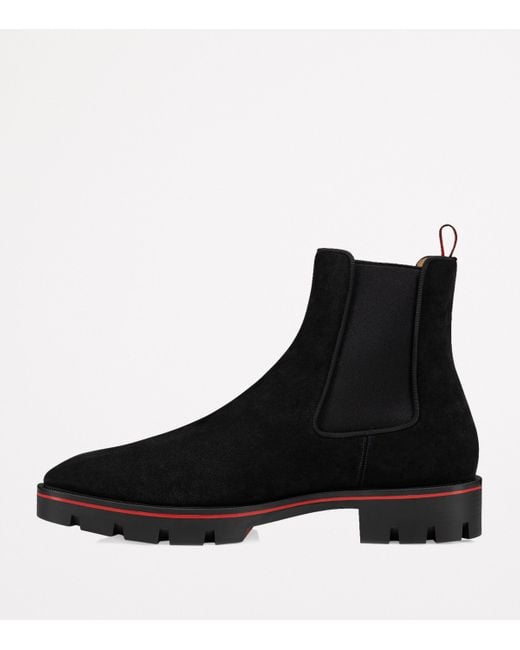 Christian Louboutin Black Alpinono Veau Velour Chelsea Boots for men