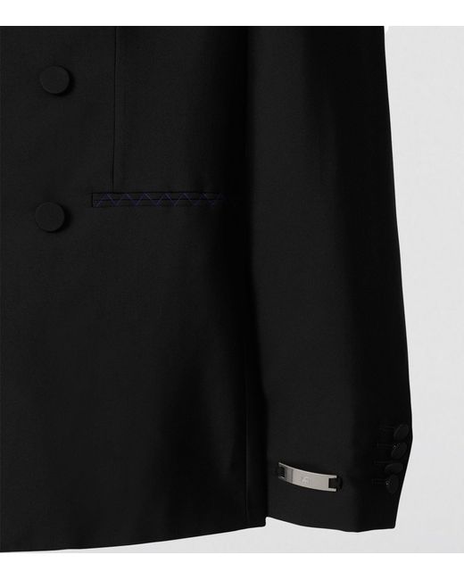 Burberry Black Wool-silk Double-breasted Blazer for men