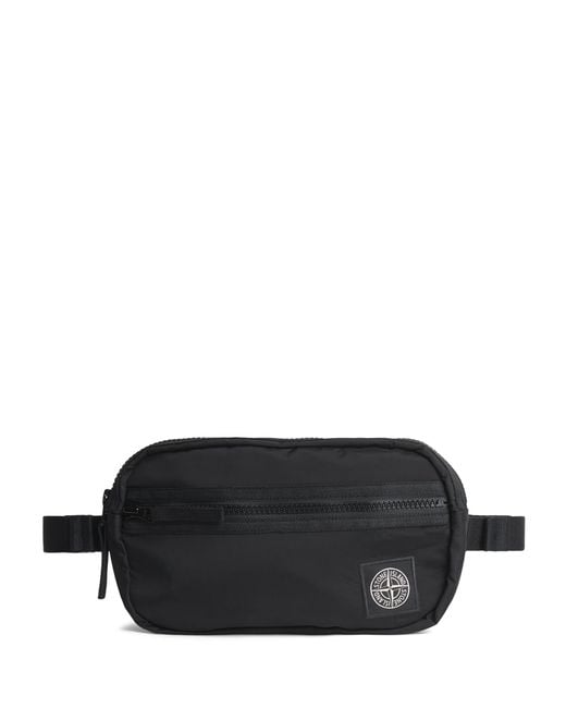 Stone Island Black Logo Patch Belt Bag for men