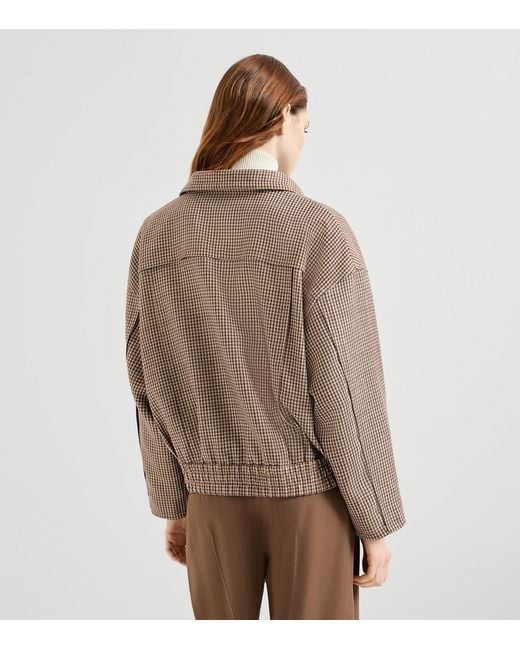 Brunello Cucinelli Brown Virgin Wool-Blend Houndstooth Jacket