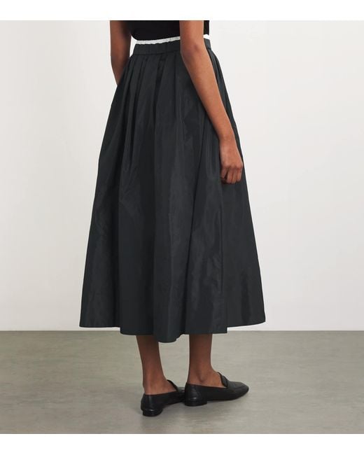 Maje Black Pleated Midi Skirt
