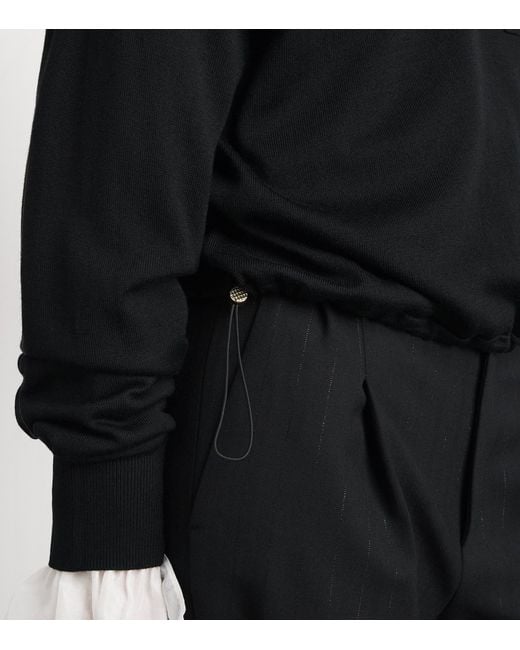 Sandro Black Wool-Blend Polo Sweater