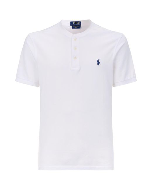 Polo Ralph Lauren Cotton Weathered Collarless Polo Shirt in White for Men |  Lyst