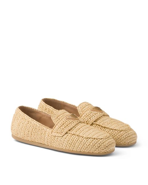 Prada Natural Woven Loafers