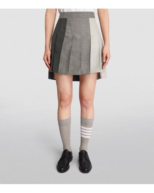 Thom Browne Gray Pleated Mini Skirt