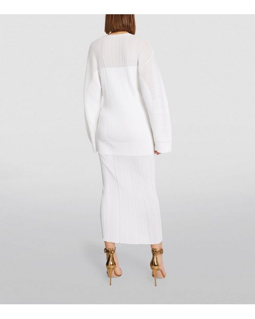 Stella McCartney White Knitted Plissé Midi Dress