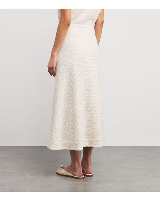 ME+EM White Bouclè A-Line Midi Skirt