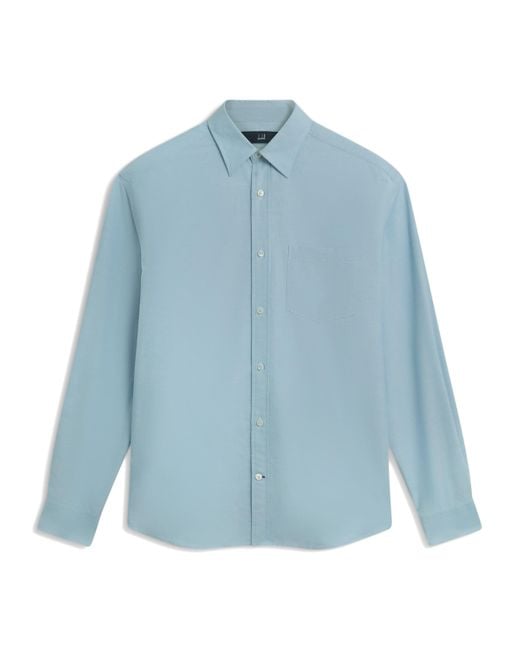 Dunhill Blue Cotton-Cashmere Oxford Shirt for men