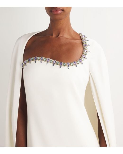 Safiyaa White Crystal-embellished Mattia Gown