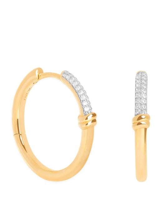 Astrid & Miyu Metallic Plated Pavé Knot Hoop Earrings