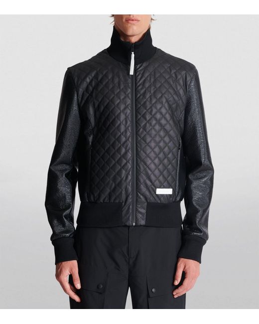 Balmain Blue Quilted Main Lab Bomber Jacket for men