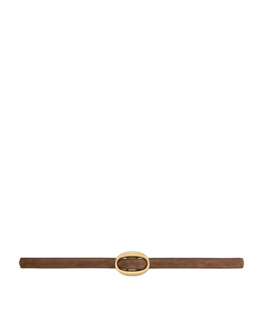 Saint Laurent White Leather Oval Buckle Belt