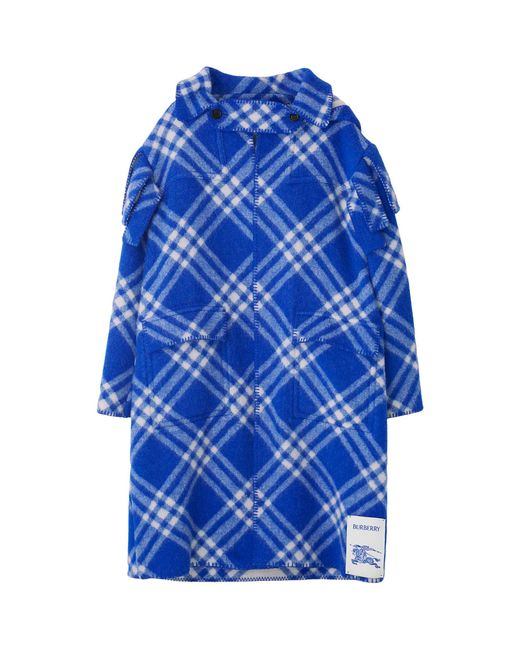 Burberry Wool Check Blanket Cape in Blue for Men Lyst