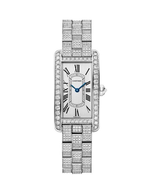 Cartier White And Diamond Tank Américaine Watch