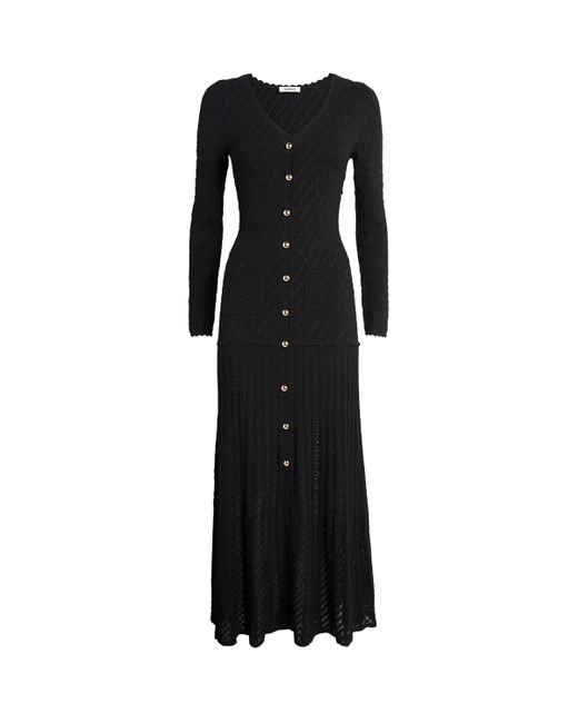 Sandro Black Knit V-Neck Midi Dress