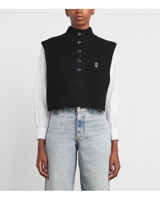 Claudie Pierlot Black Wool Embroidered Sweater Vest