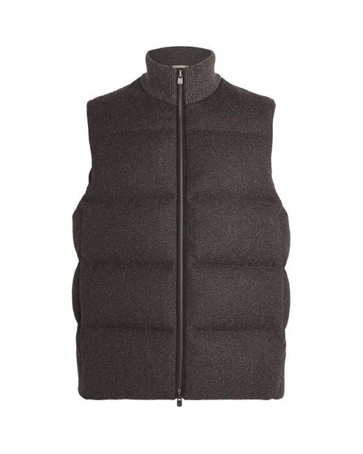 Agnona Gray Wool-Blend Padded Gilet for men
