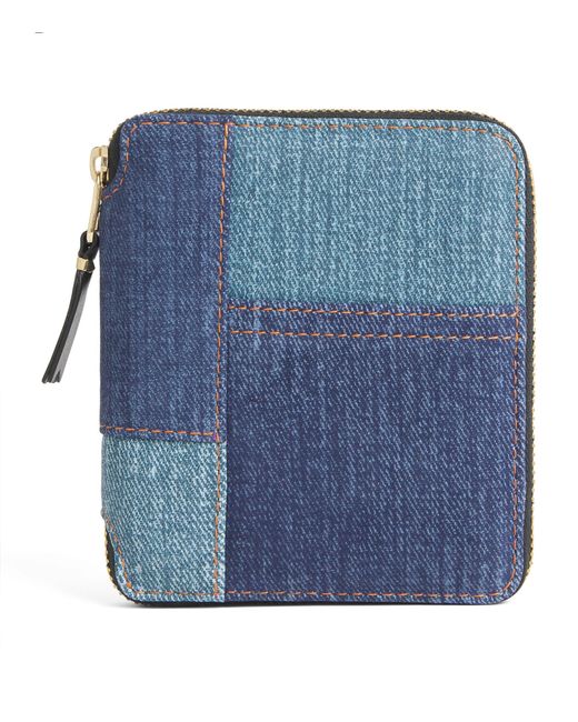 COMME DES GARÇONS PLAY Blue Lambskin Denim-Patch Bifold Wallet for men