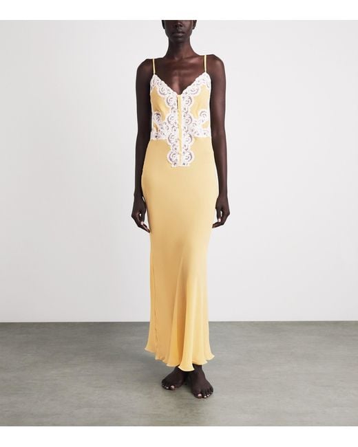 Loretta Caponi Metallic Silk Georgette Palmira Nightdress
