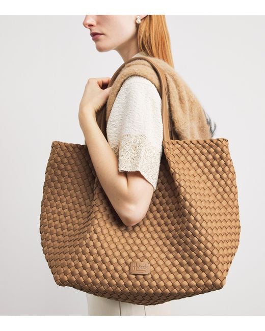 Harrods Brown Neoprene Woven East-West Tote Bag