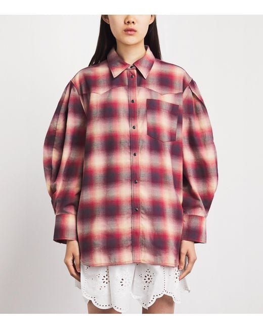 Ganni Pink Organic Cotton Check Shirt