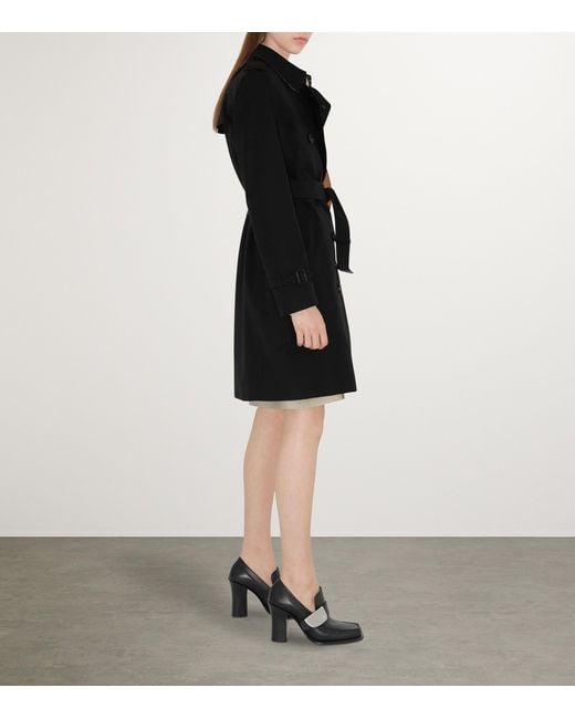 Burberry Black Gabardine Kensington Mid-Length Trench Coat