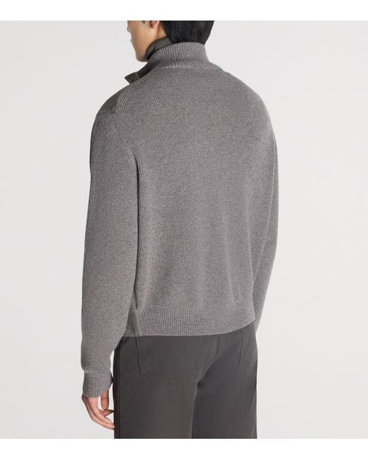 Dunhill Gray Suede-Cashmere Bomber Jacket for men