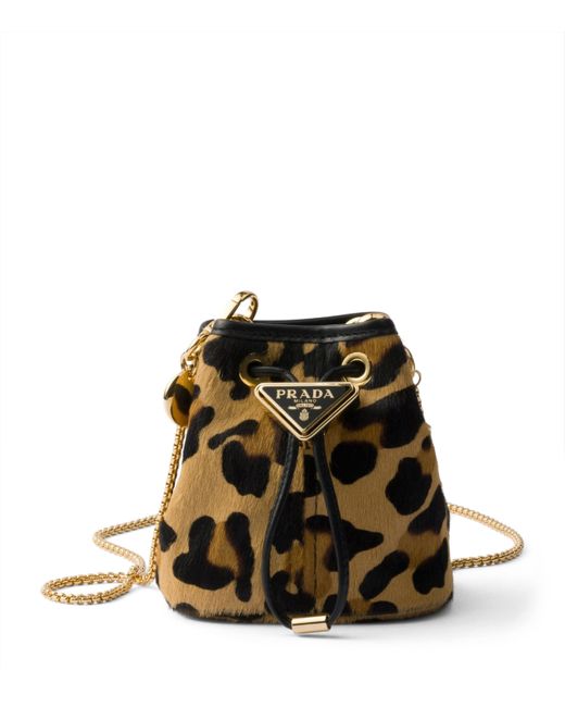 Prada Black Mini Leather Leopard Cross-Body Pouch