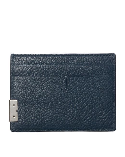 Burberry Blue Grained Leather B-cut Card Holder for men