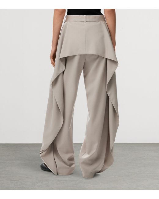 Loewe Gray Wool-Blend Pleated Trousers