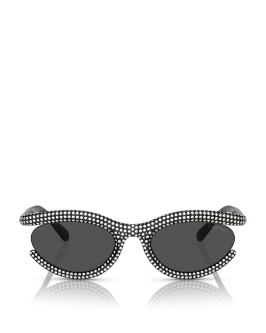 Swarovski Gray Oval Sk6006 Sunglasses