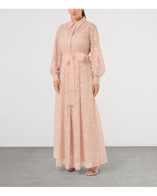 Marina Rinaldi Pink Embroidered Maxi Shirt Dress