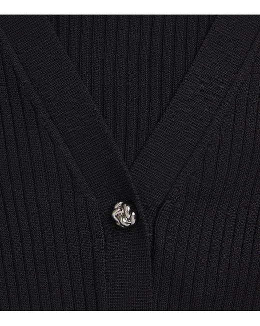 Sandro Black Rib-Knit V-Neck Cardigan