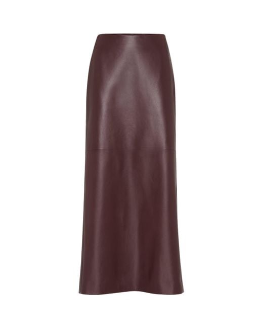 Brunello Cucinelli Purple Nappa Leather Column Maxi Skirt