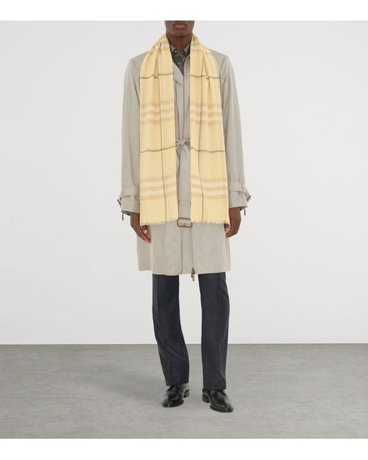 Burberry Natural Wool Wide Check Scarf